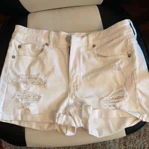 american eagle white shorts